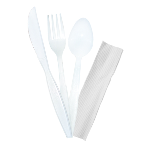 Kit de Cubiertos de 18cm (Cuchillo, Cuchara, Tenedor, Servilleta) 250pc