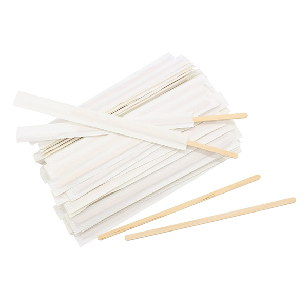 140*4.6*1.3mm bamboo coffee stirrer, paper wrapped 