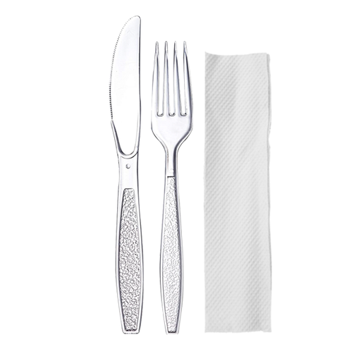 Kit de Cubiertos de 18cm (Cuchillo, Tenedor, Servilleta) 250pc