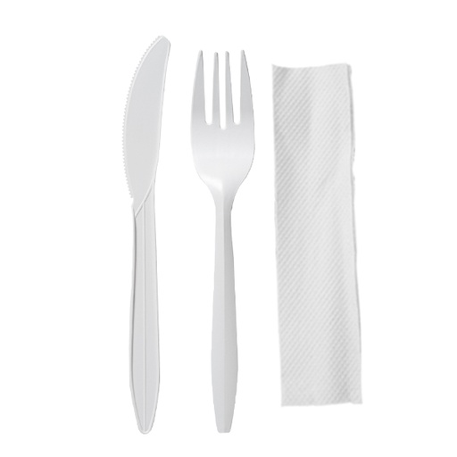 [200B-5/100] Kit de Cubiertos de 14cm 5*100pc (Cuchillo, Tenedor, Servilleta)